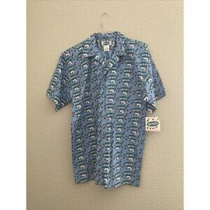 Vintage Nerds Candy Button Up Short Sleeve Collared Blue Shirt Men's Size L